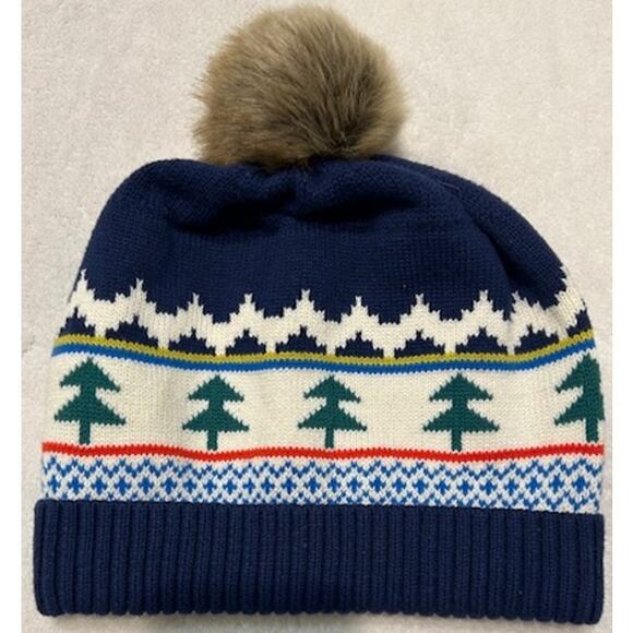 HANNA ANDERSSON Unisex Cotton Beanie Faux Fur Pom Snow Hat Cap Size XL - Picture 1 of 6